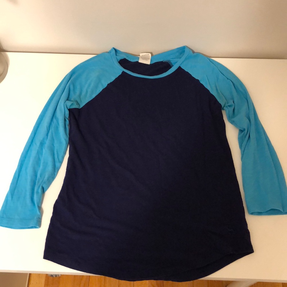 Baby blue and purple baseball tshirt